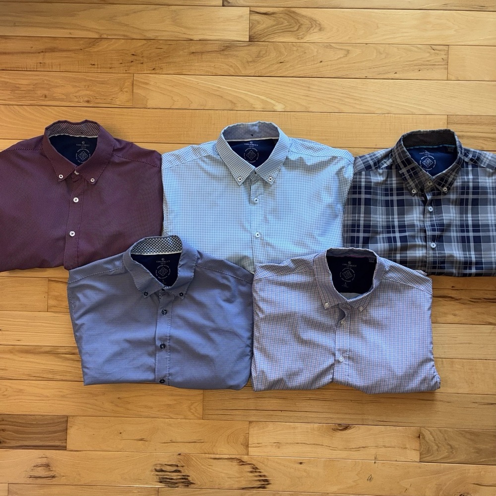 Lot Of 5 Construct Men's Large Slim Fit 4 Way Stretch Long Sleeve Button Shirt